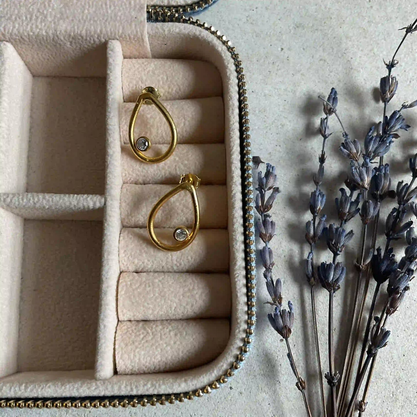 Gold Tear Drop Stud Earrings