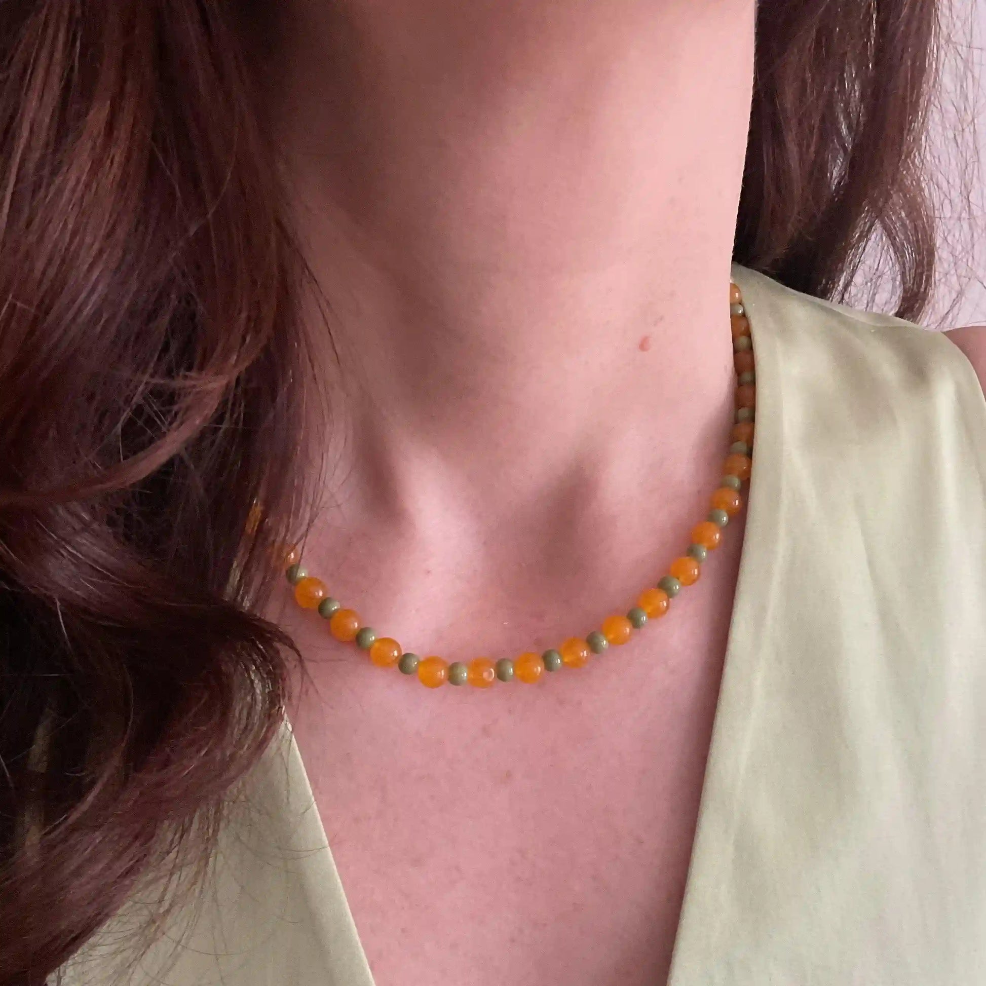 Beaded Natural Agate Necklace