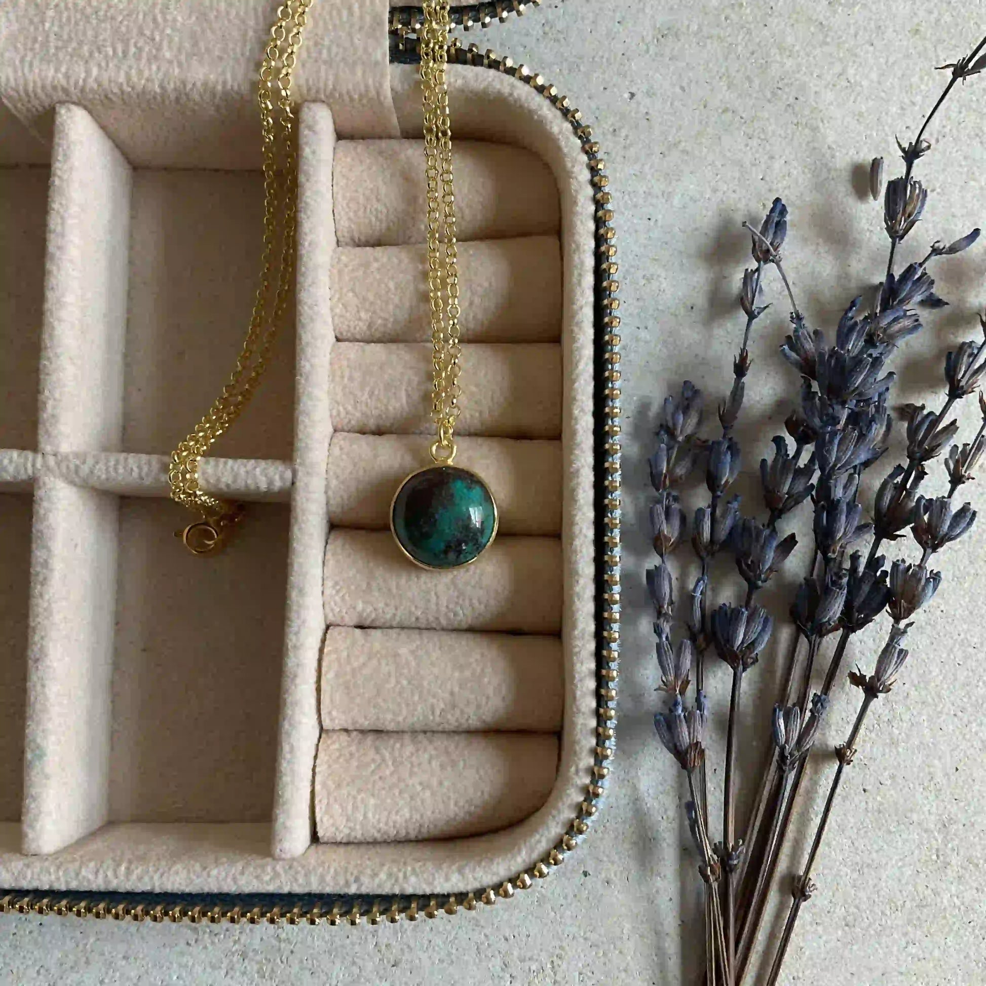 18k Gold Chrysocolla Necklace