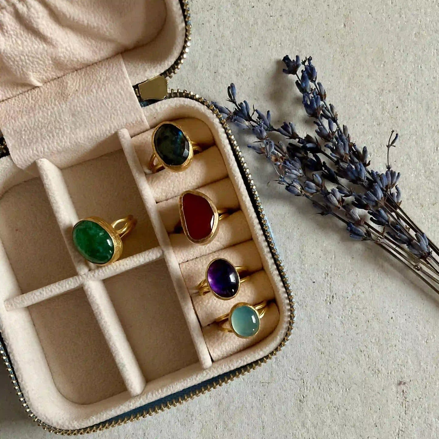 Natural Stone Chunky Gold Ring