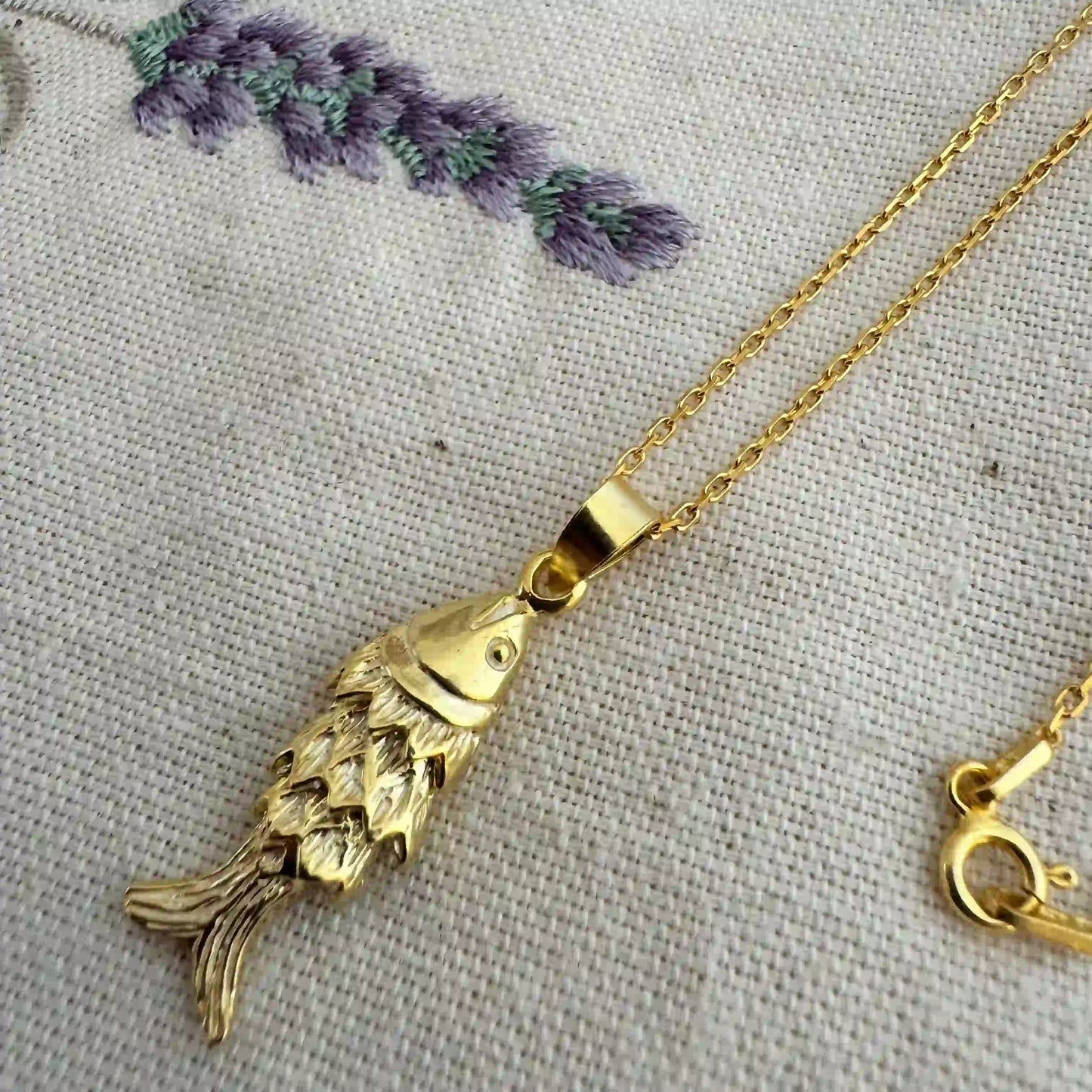 Gold Fish Charm Necklace