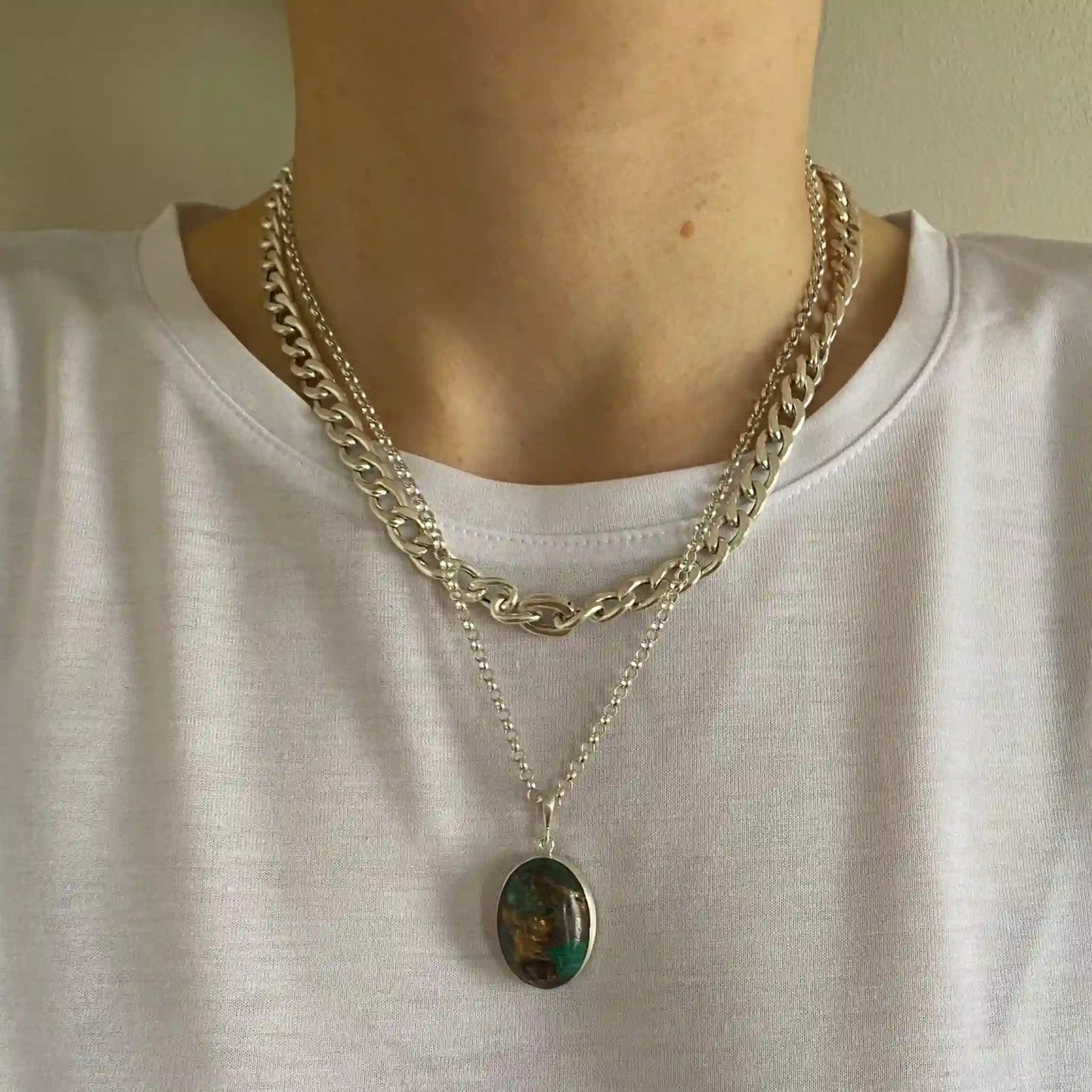 Green and Blue Variscite Pendant Necklace