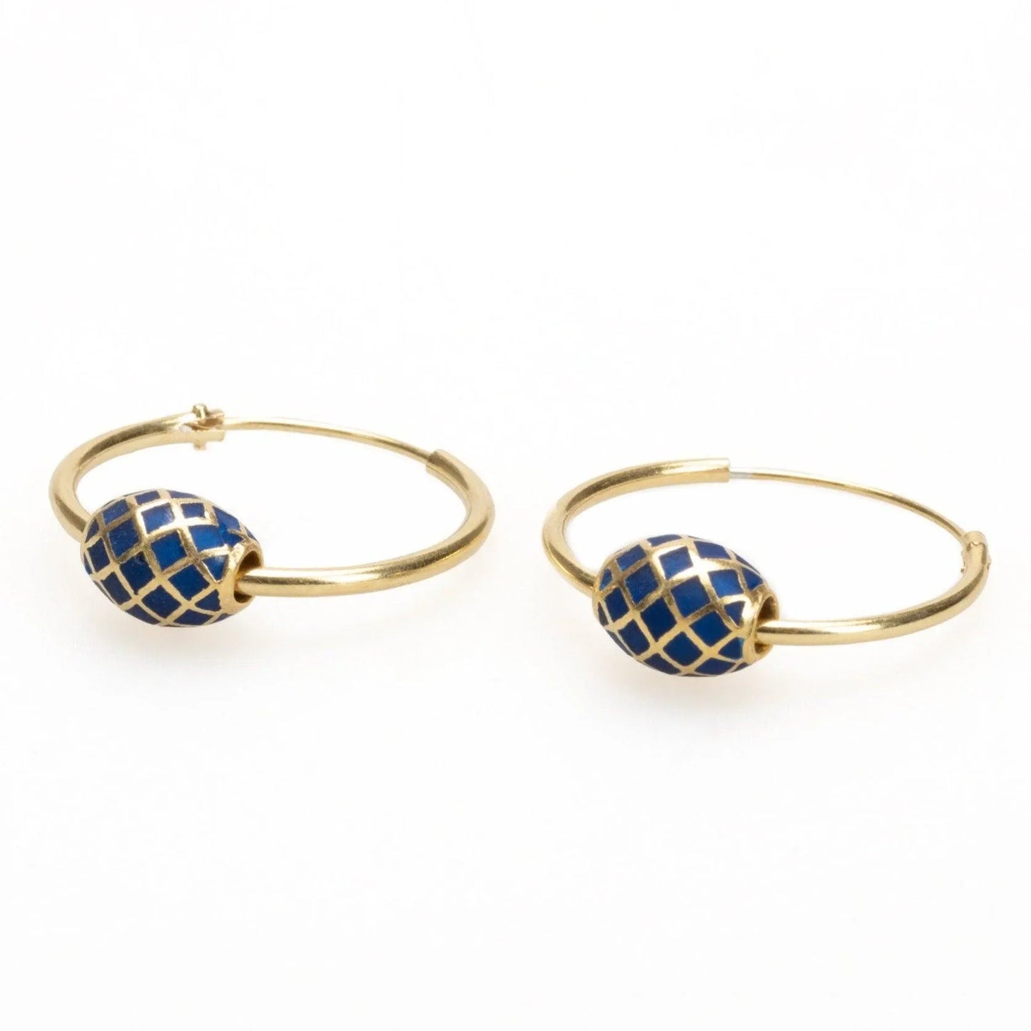 Gold Enameled Hoop Earrings