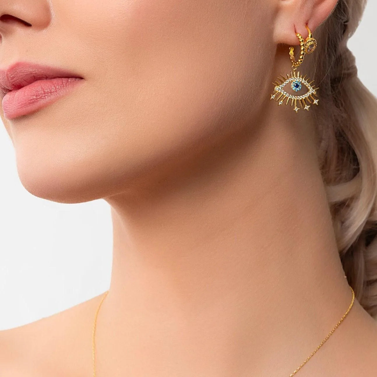 Gold Evil Eye Earrings