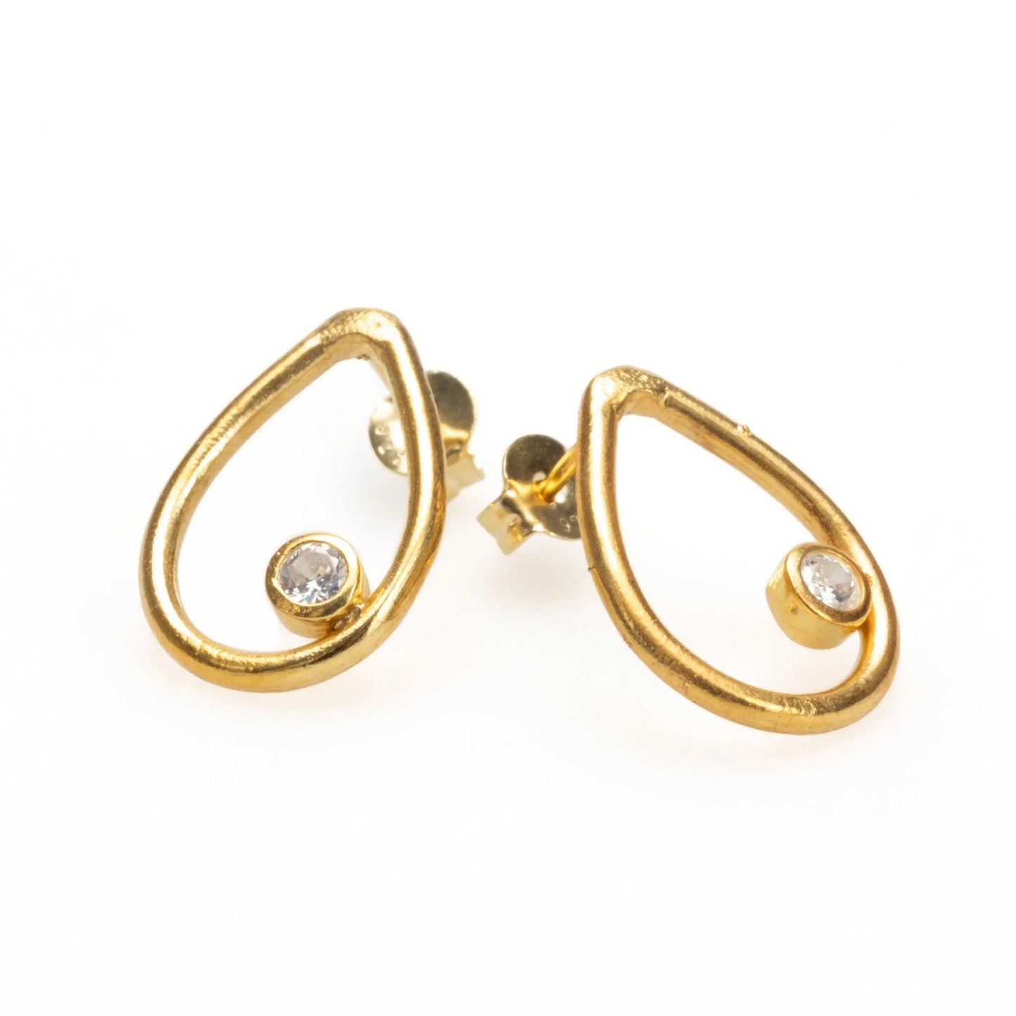 Gold Tear Drop Stud Earrings