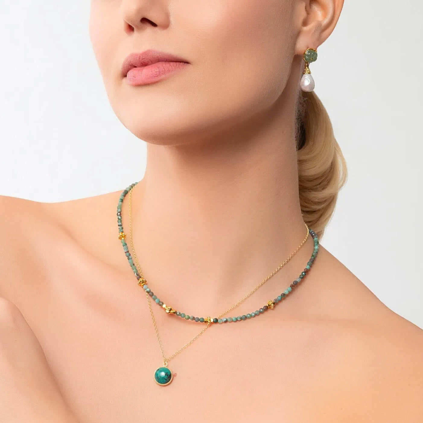 18k Gold Chrysocolla Necklace