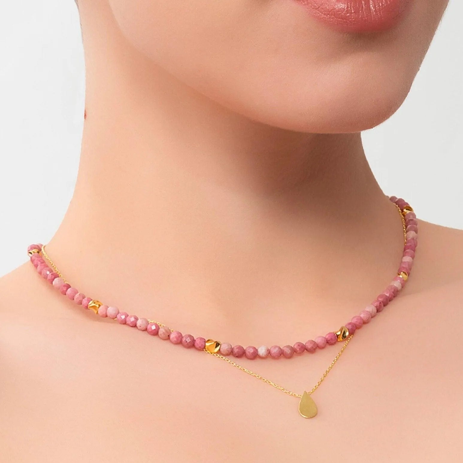 Rhodonite Beaded Minoan Necklace