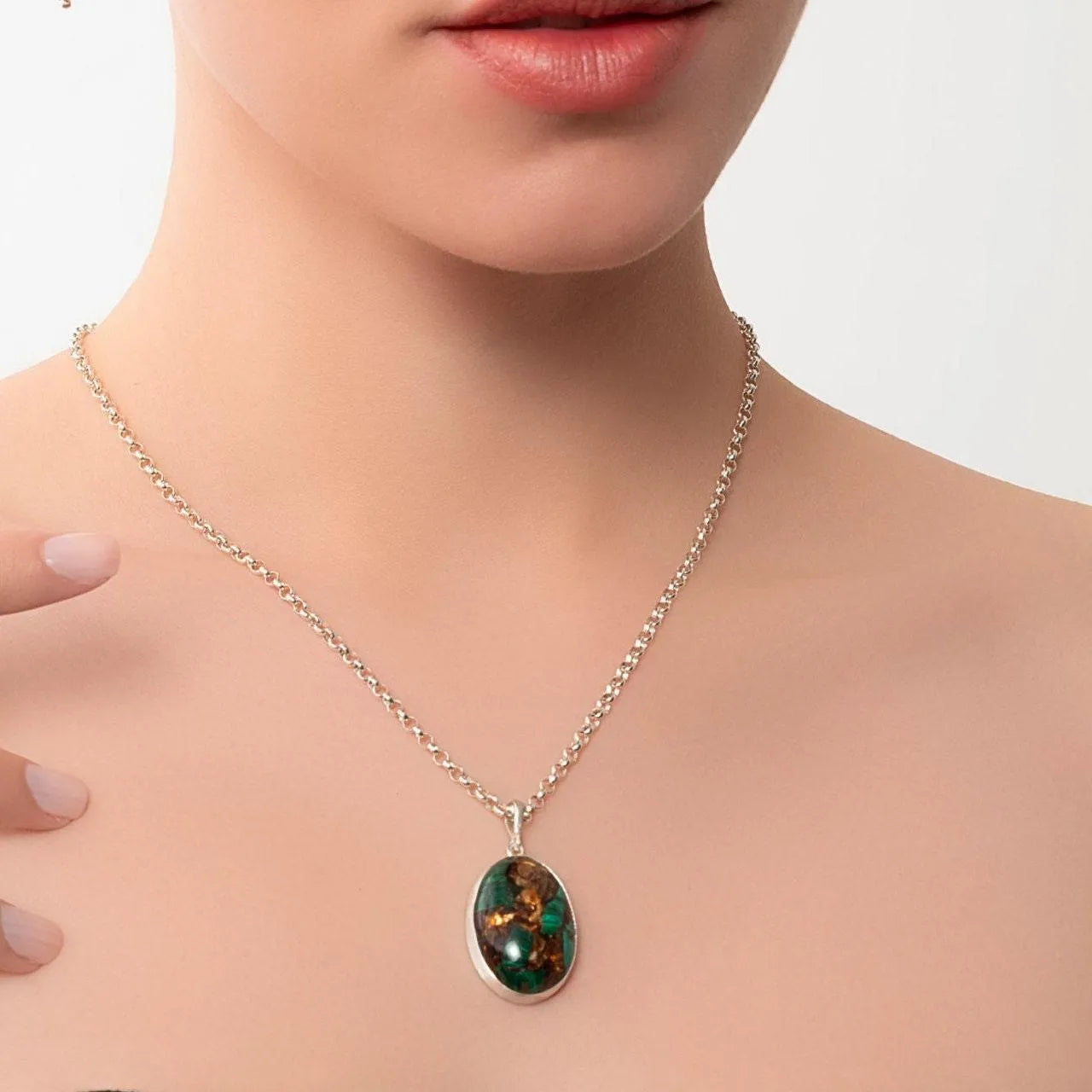 Green and Blue Variscite Pendant Necklace