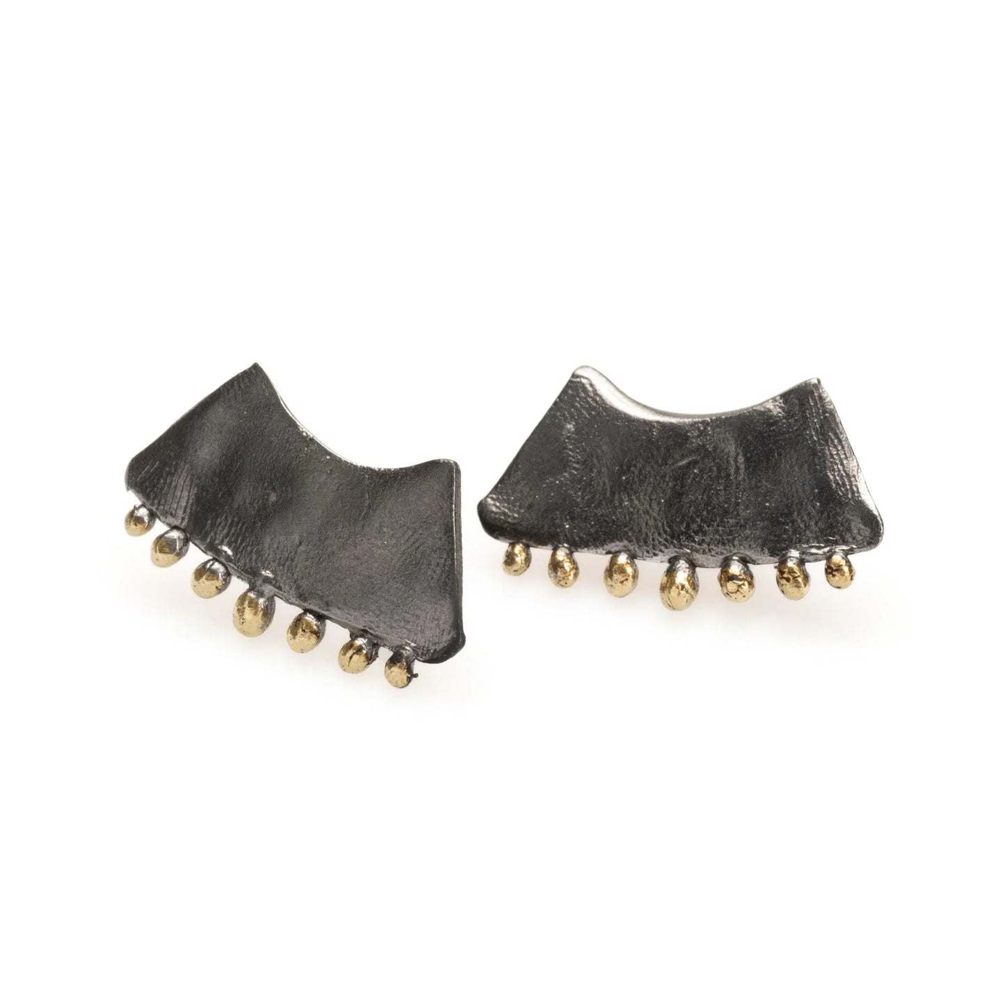 Byzantine Stud Earrings, 18k Gold and Rhodium