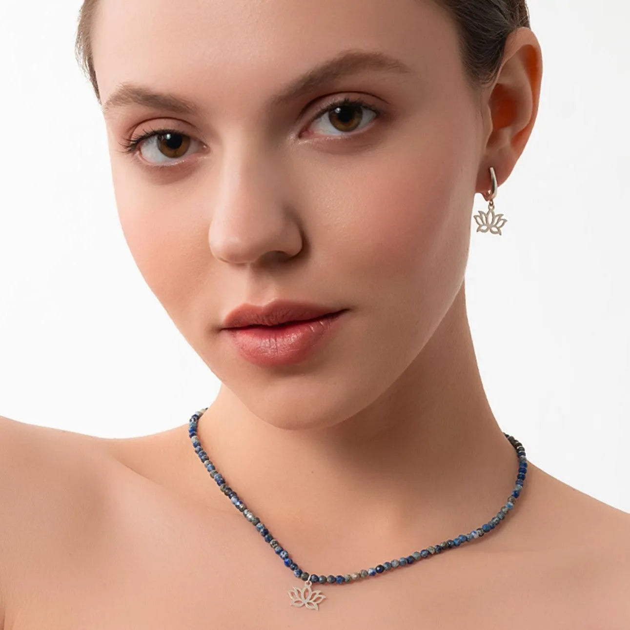 Dainty Dangling Silver Lotus Earrings