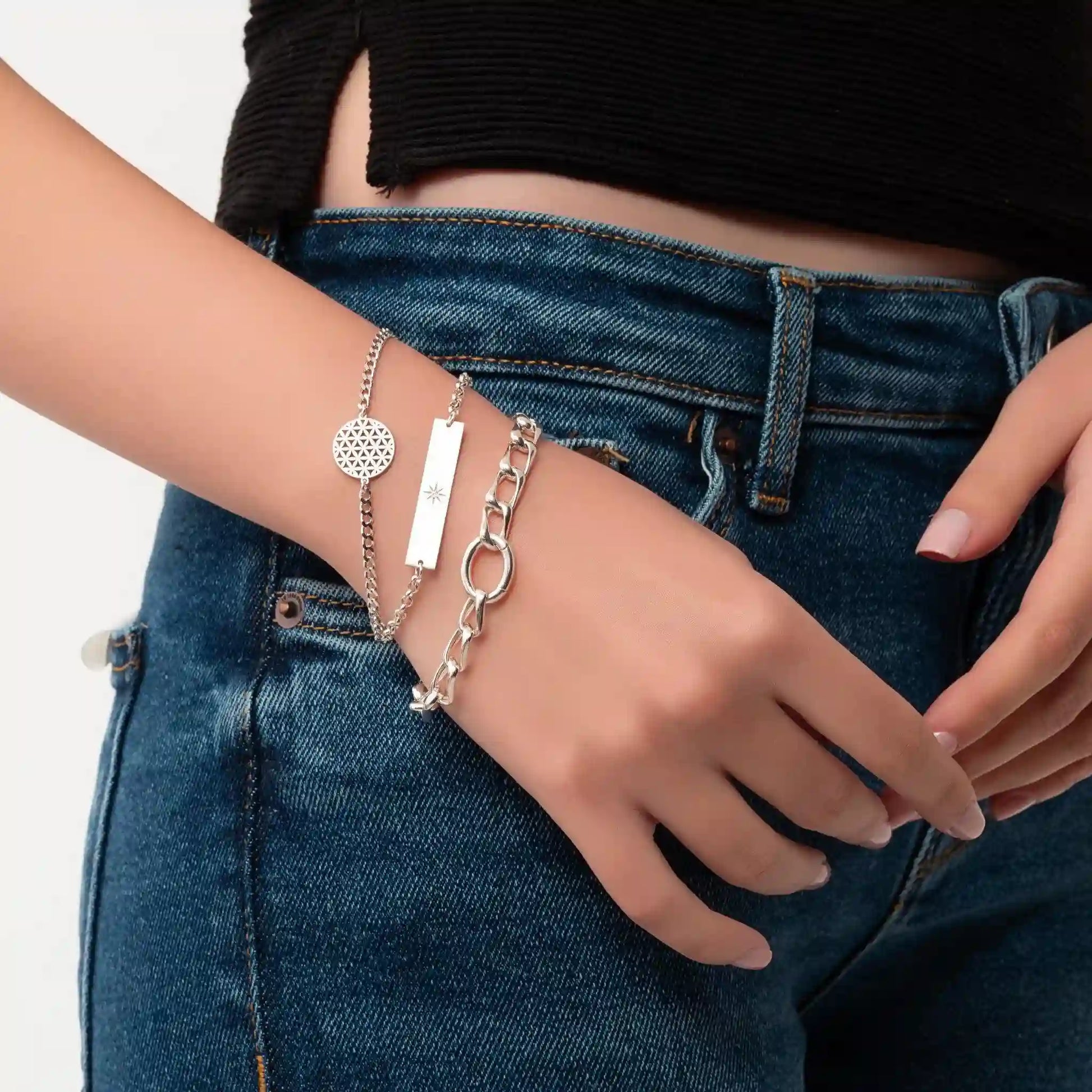 Flower of Life Silver Bracelet