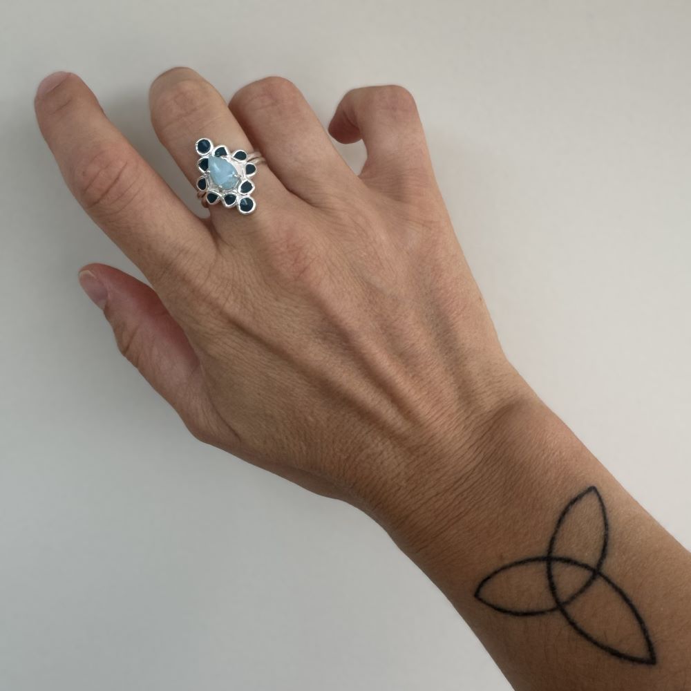 Handmade Boho Gemstone Ring: Adjustable Gold-Plated Brass or Sterling Silver