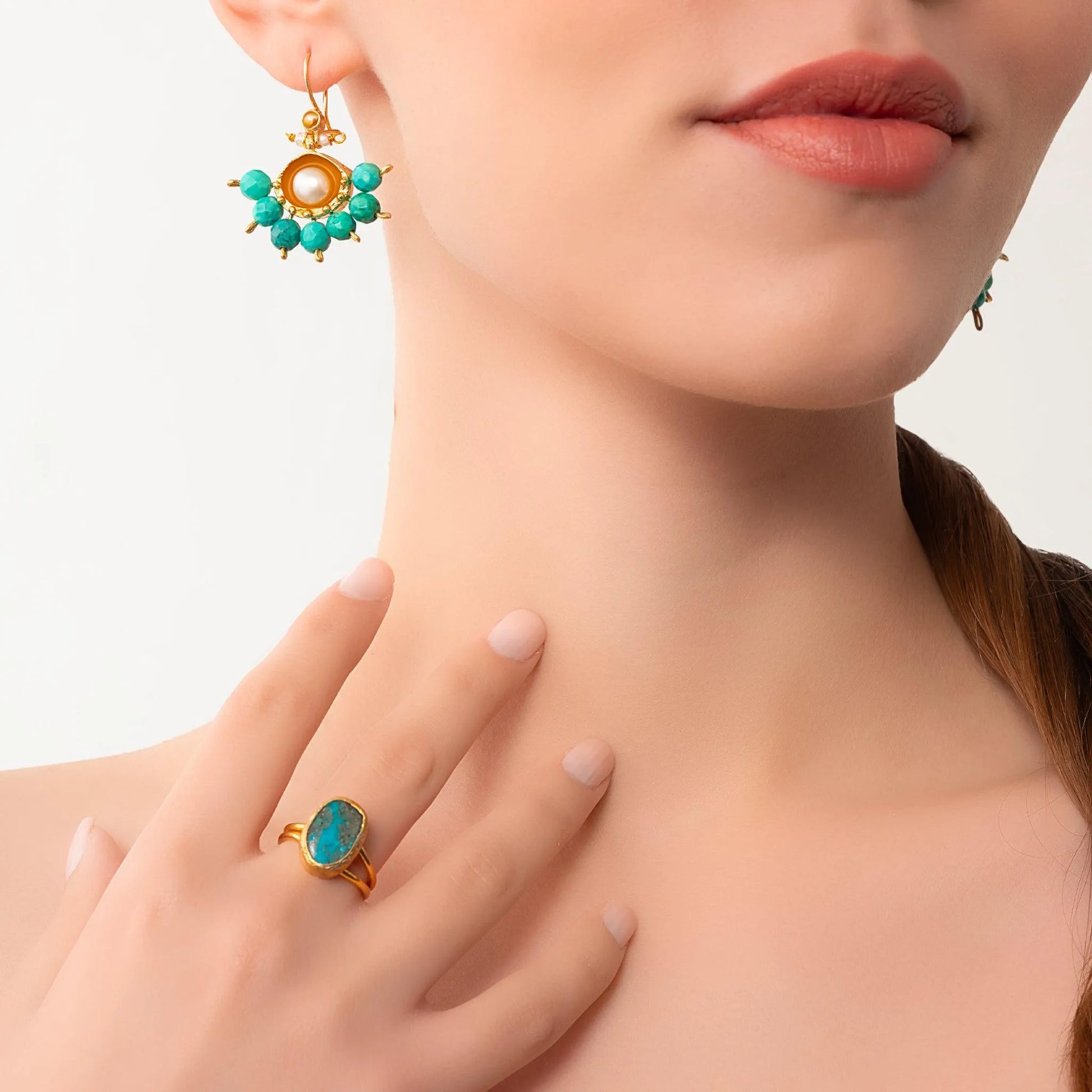 Gold Ring with Turquoise Stone
