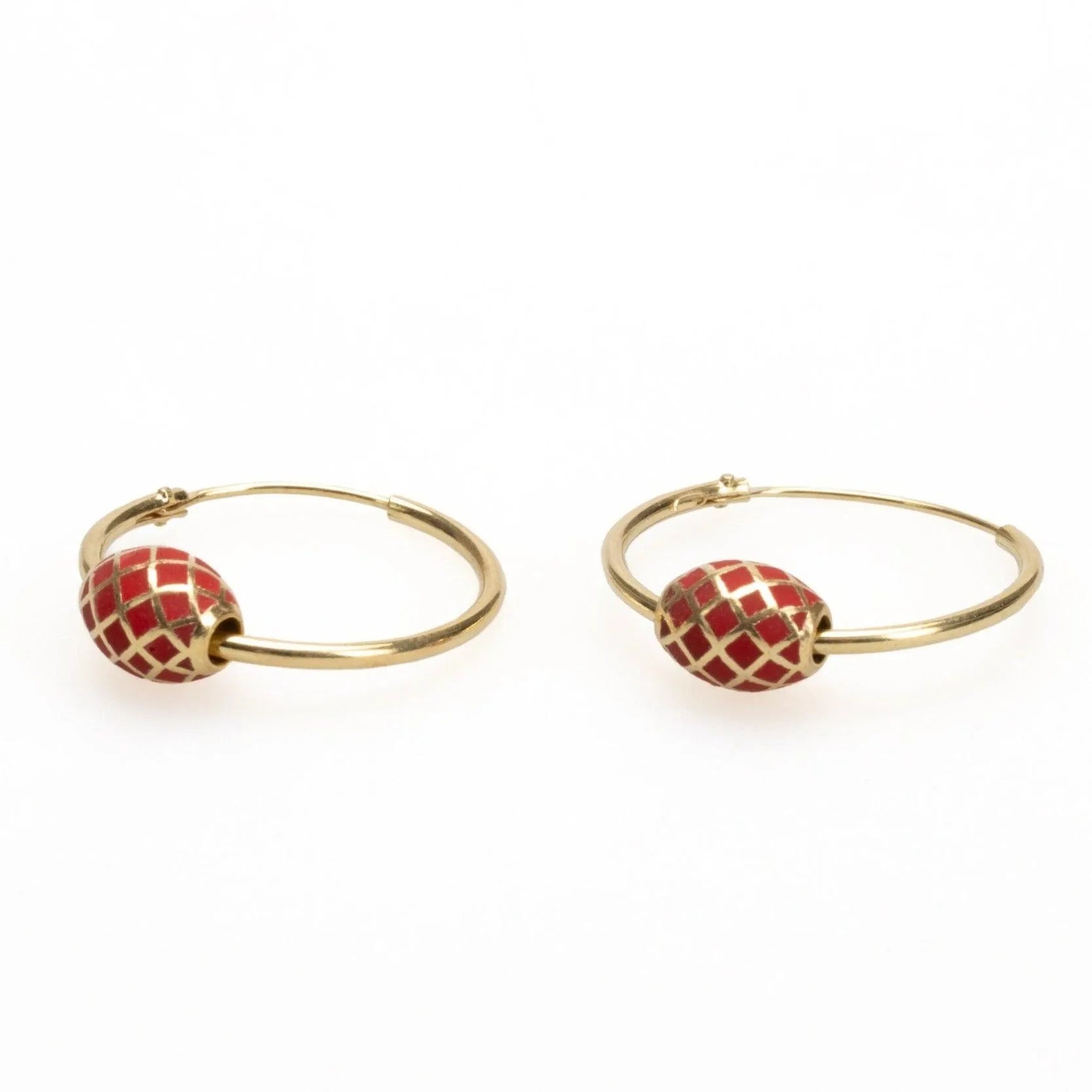 Gold Enameled Hoop Earrings