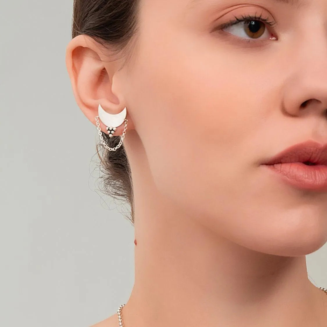 Half Moon Grape Pattern Earrings