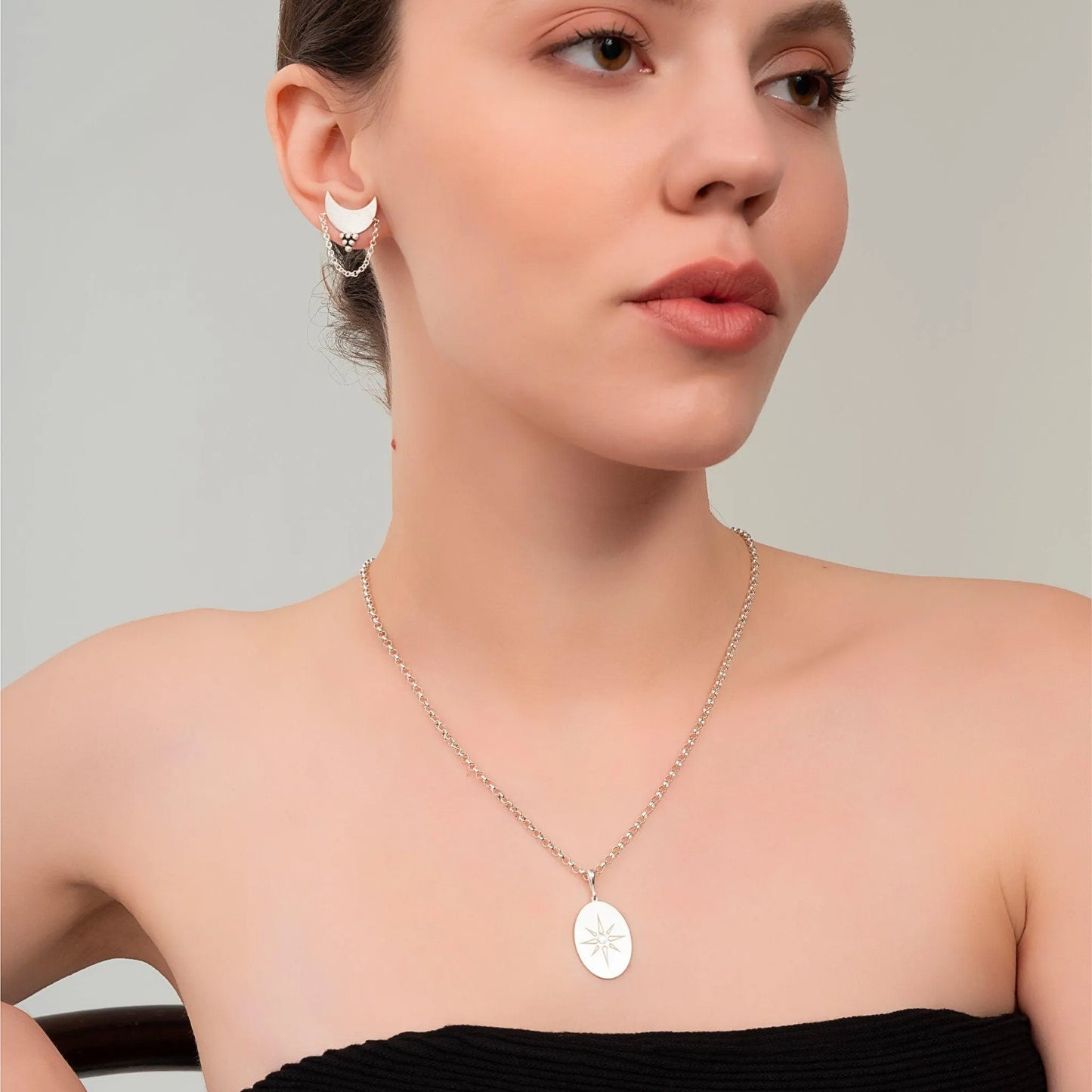 Half Moon Grape Pattern Earrings