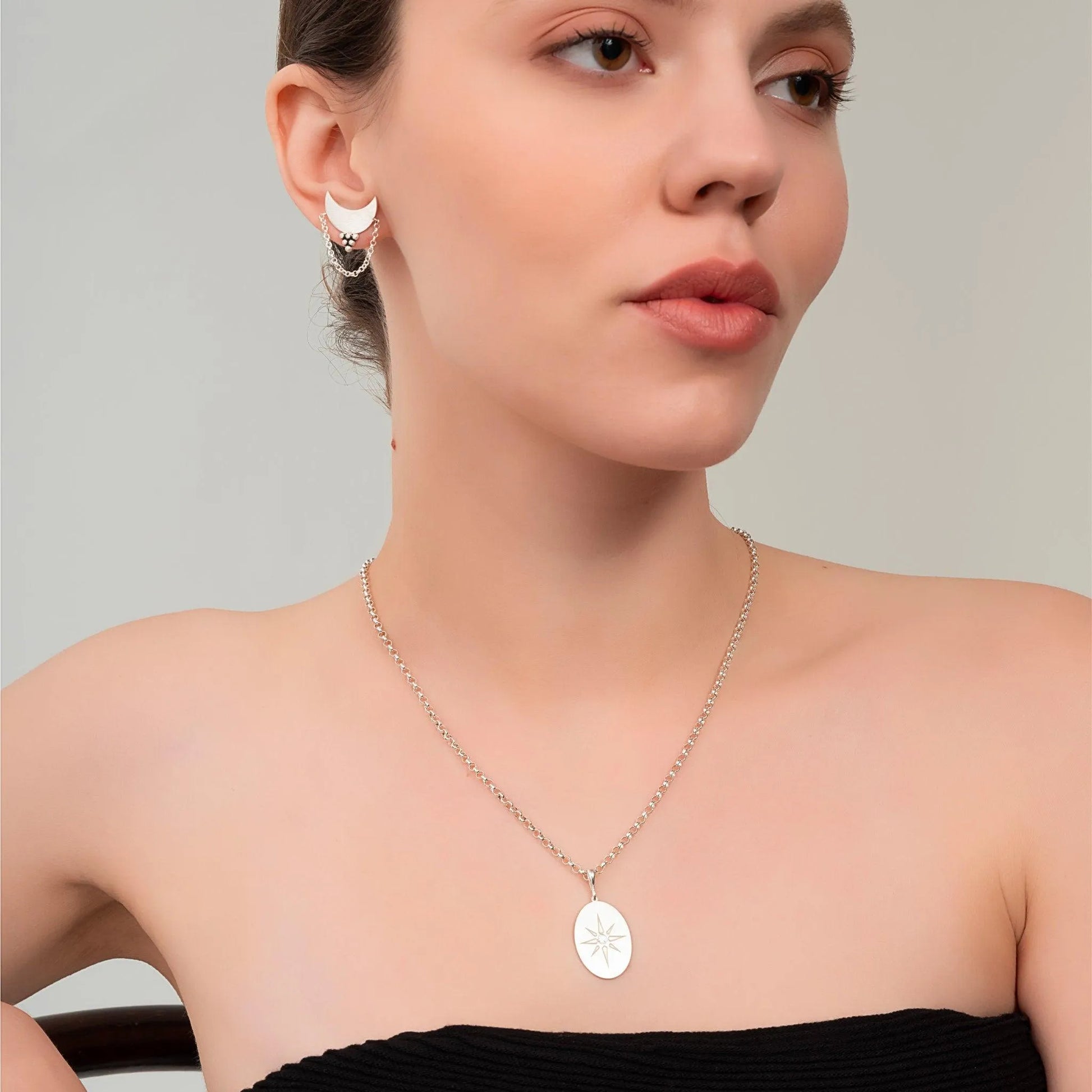 Half Moon Grape Pattern Earrings