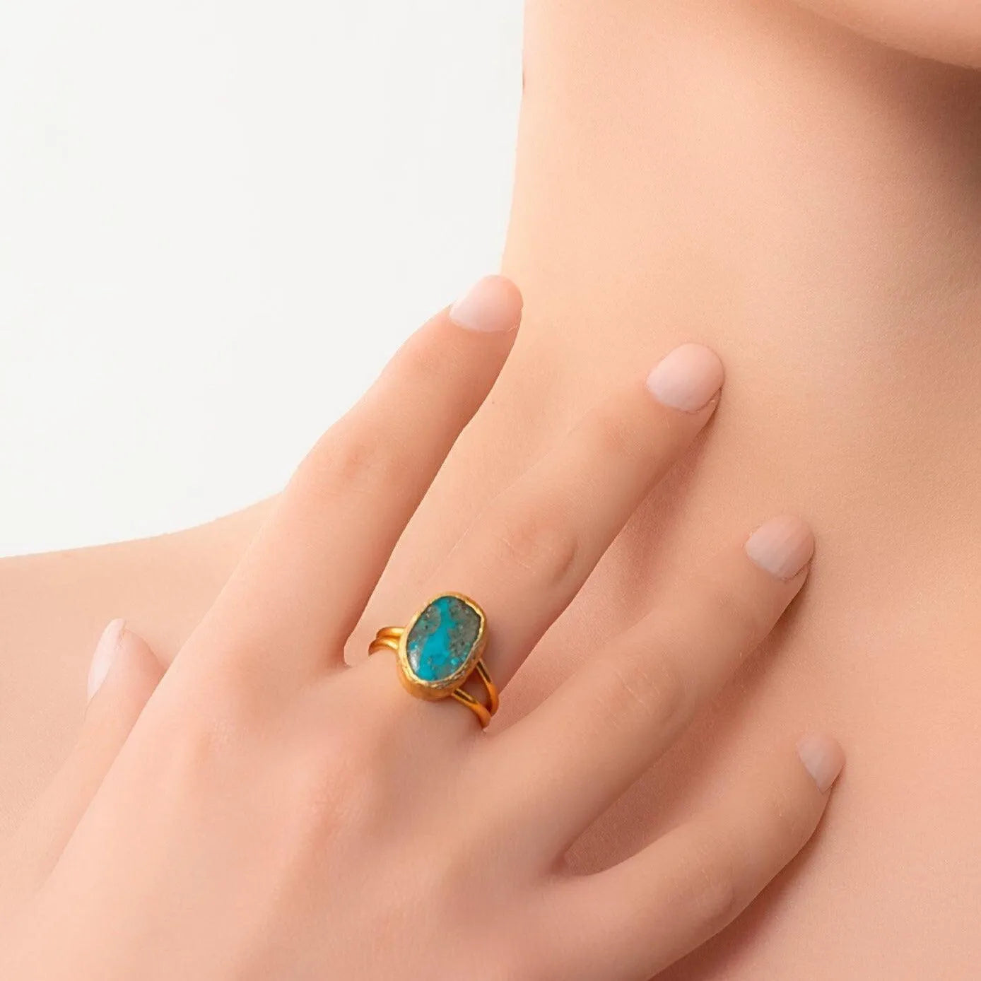 Gold Ring with Turquoise Stone